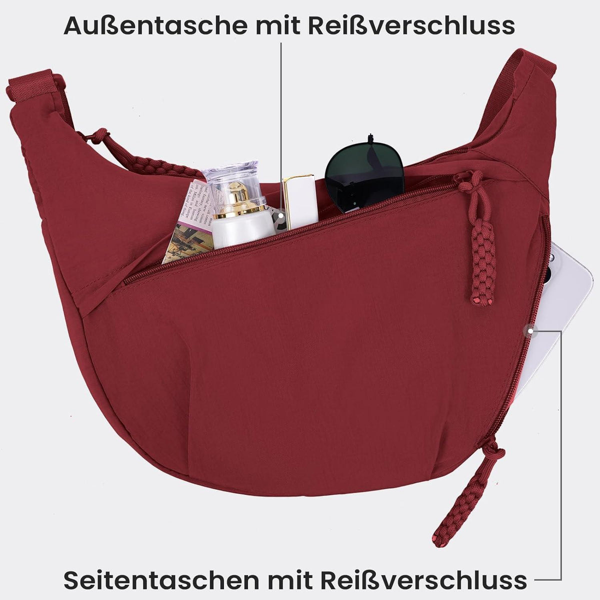 Nylon Umhängetasche Crossbody Bag Damen Half Moon