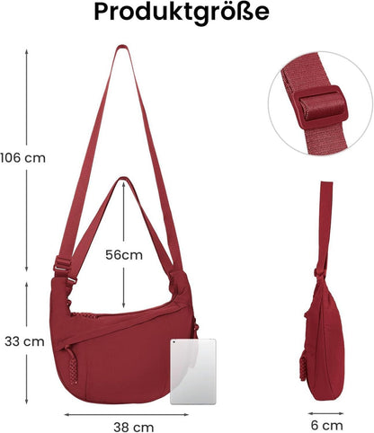 Halbmond Umhängetasche Nylon Crossbody Shoulder Bag Groß Frauen Half