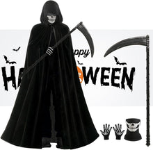 Sensenmann Kostüm Halloween Umhang Set Totenkopfmaske Sense Gruselig