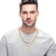 Kreuz Kette Herren Edelstahl Silber/Gold/Schwarz Layered