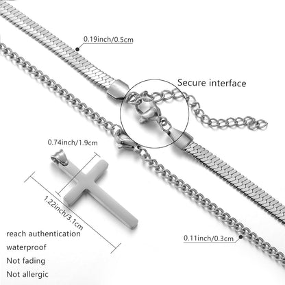 Kreuzkette Edelstahl Silber/Gold/Schwarz Layered Schmuck
