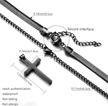 Kreuz Kette Herren Edelstahl Schwarz/Gold/Silber Layered