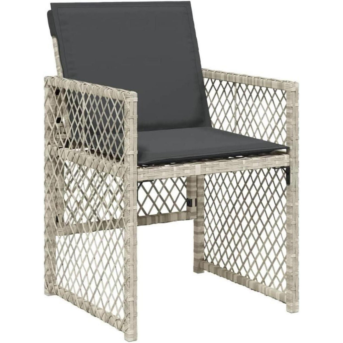 Garten Essgruppe 7-TLG. Poly Rattan Hellgrau mit Kissen