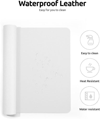 YSAGi Schreibtischunterlage Premium Leder Mauspad XXL White 80x40cm