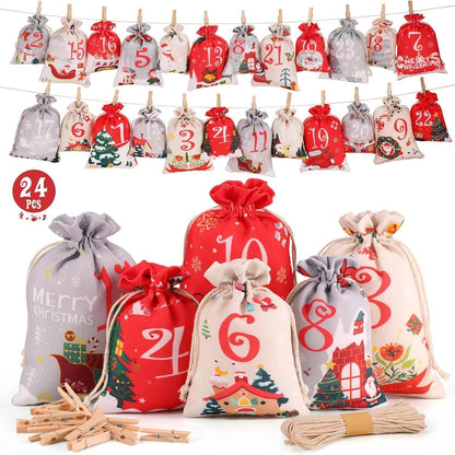 Adventskalender DIY zum Befüllen 24 Groß Stoffbeutel