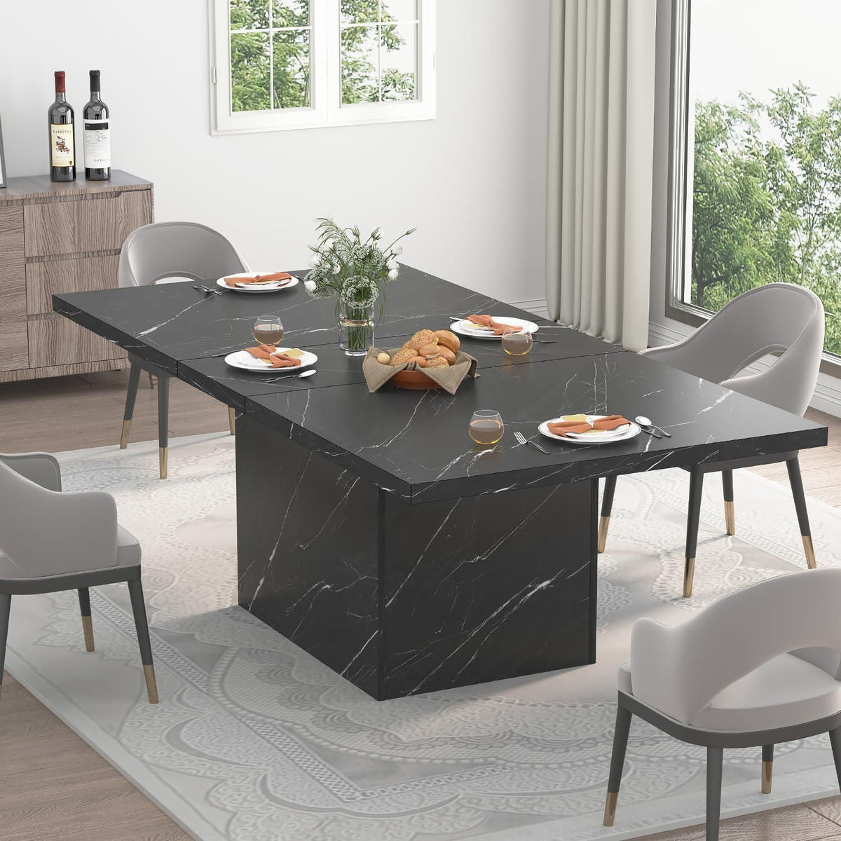 Moderner Esstisch Schwarz 140cm – Küchentisch für 4 Personen