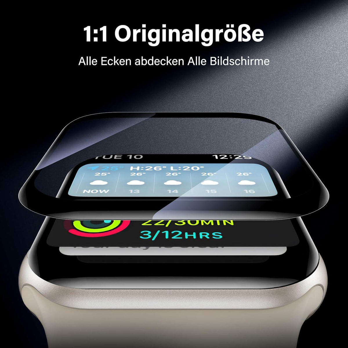 Panzerfolie 2er Pack Apple Watch SE/6/5/4 44mm Vollabdeckung