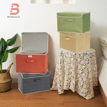 Aufbewahrungsboxen mit Deckel & Griff, 4er-Set, 38x25x25 cm
