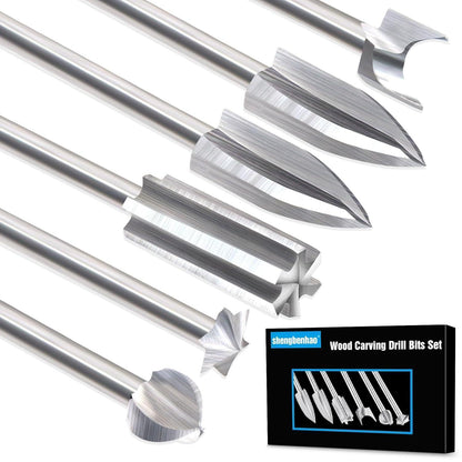 6er Set Holzschnitzwerkzeuge HSS Gravur Bohrer Zubehör 1/8" Schaft