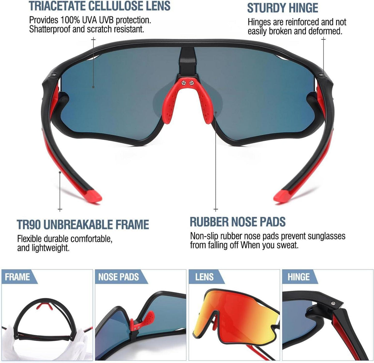 Kinder Baseball Sonnenbrille TR90 Rahmen UV400 Sport Brille Unisex