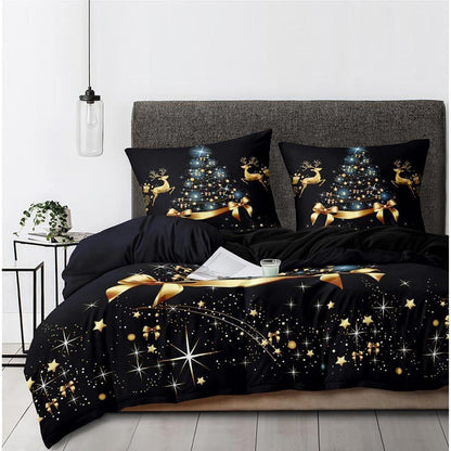 Weihnachts Bettwäsche 135x200cm 4tlg. Gold Schwarz 3D Druck