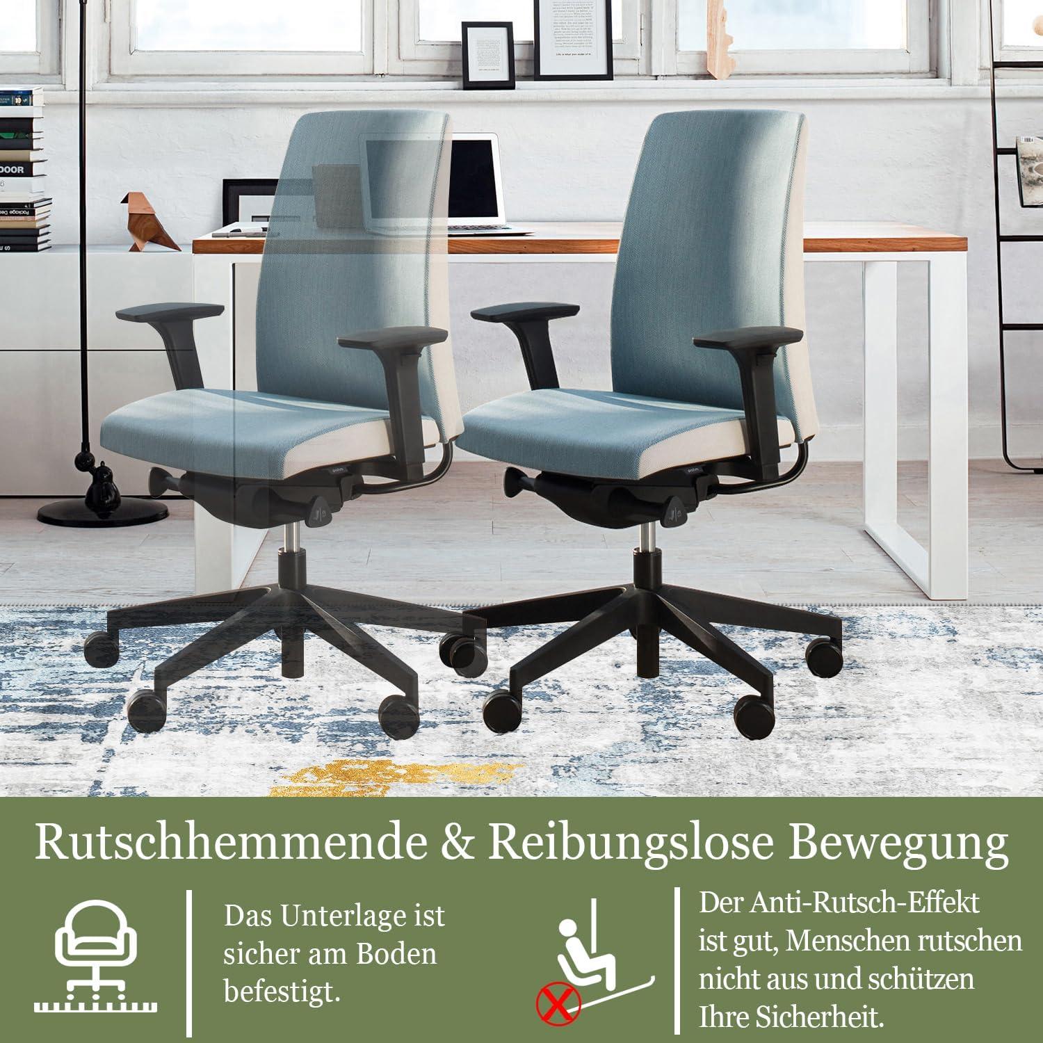 Bürostuhl Unterlage 90x120cm Hartboden Gaming Stuhlmatte Blau Gelb