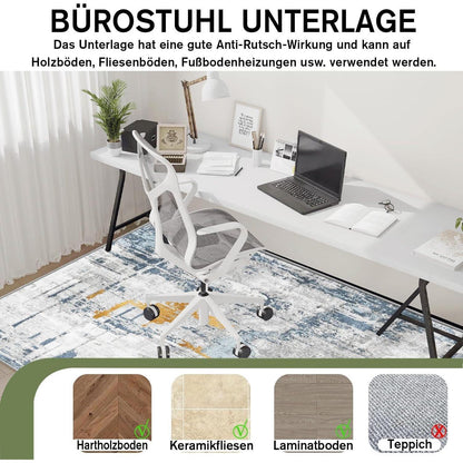 Bodenschutzmatte für Bürostuhl Hartböden 90x150cm rutschfest