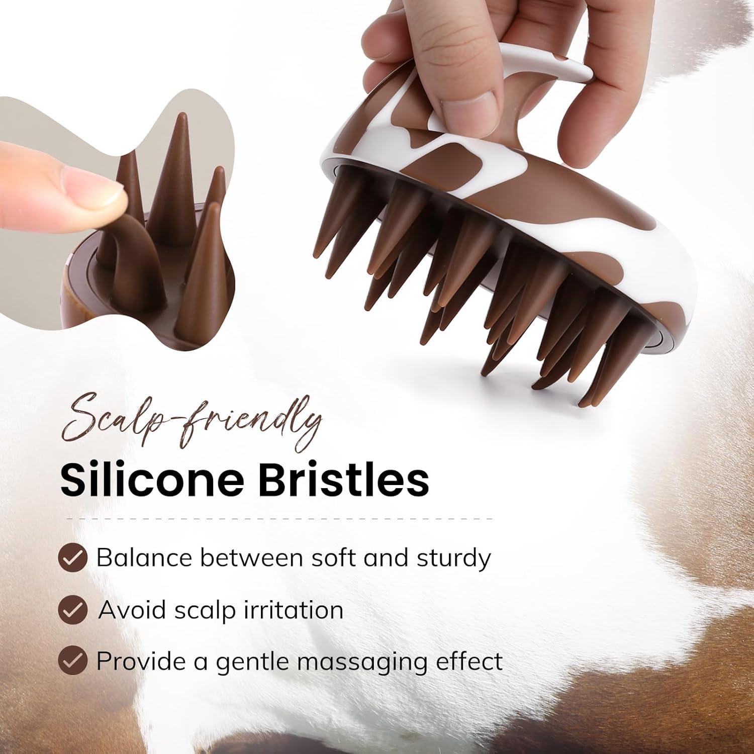 Kopfhaut Massagebürste Kuhmuster, Scalp Massager für Haarwachstum