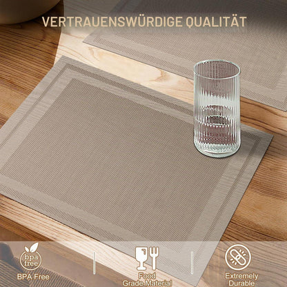 Abwaschbare Platzsets 8er Set – Beige Vinyl Tischsets