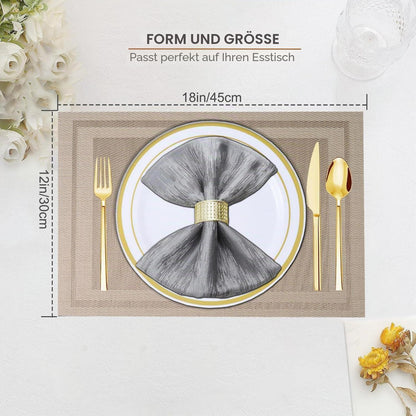 Abwaschbare Platzsets 8er Set – Beige Vinyl Tischsets