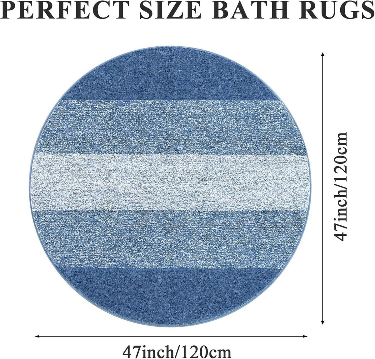 Große rutschfeste Blaue Badematte 120 cm - Maschinenwaschbar