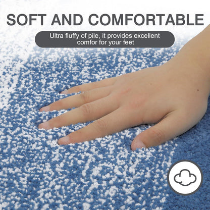 Badematte Blau Rund 120 cm Weich Rutschfest Wasserabsorbierend