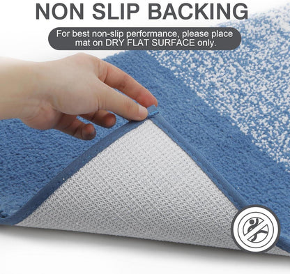 Enyhom Rund Badematte Blau 90cm - Rutschfest Waschbar Saugfähig Weich