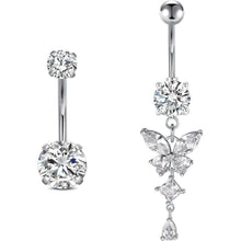 Bauchnabelpiercing Schmetterling Chirurgenstahl Silber 12mm