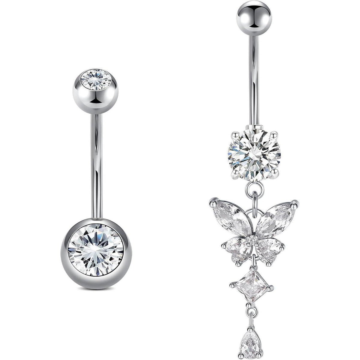 Bauchnabelpiercing Schmetterling Chirurgenstahl Silber 14mm