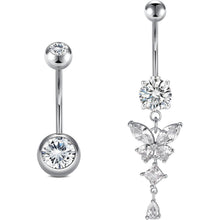 Bauchnabelpiercing Schmetterling Chirurgenstahl Silber 14mm