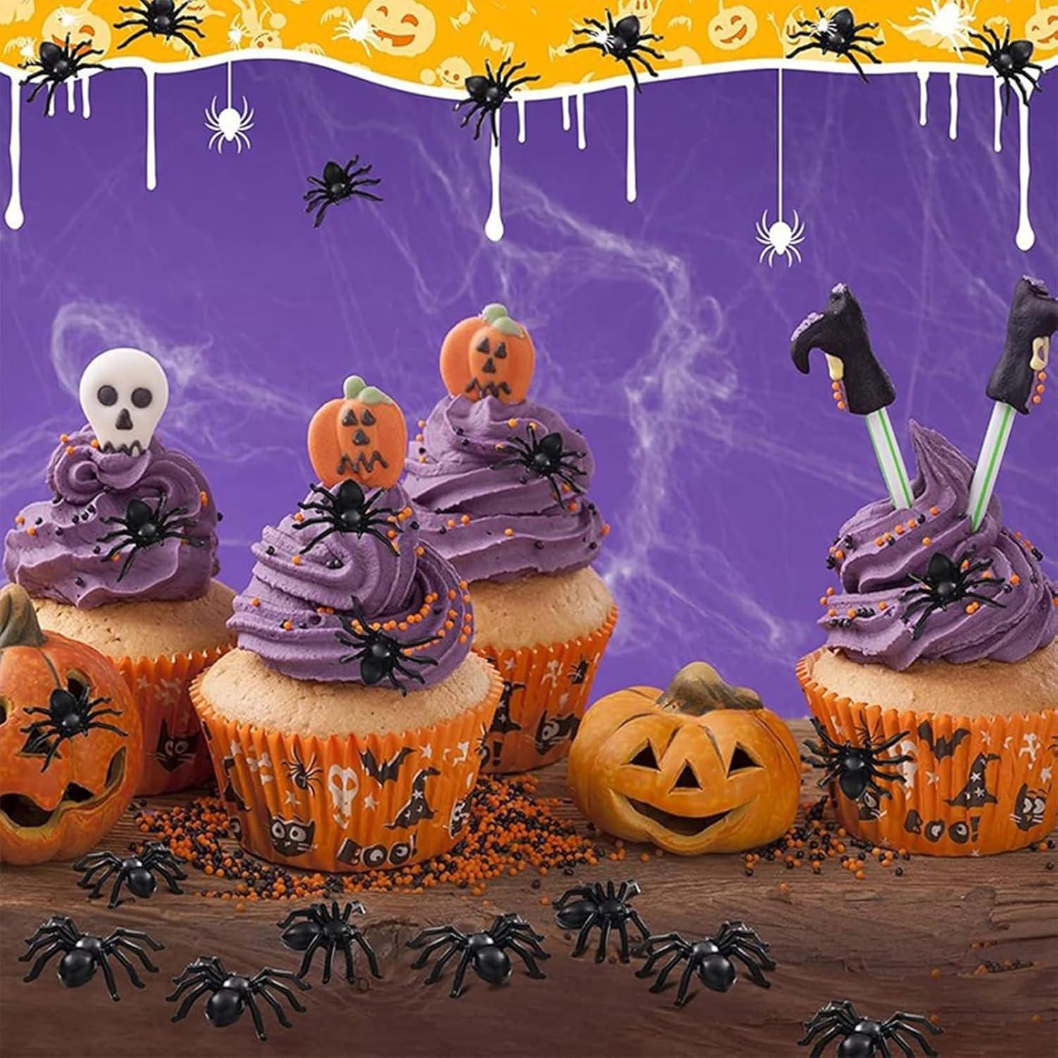 100 Stück Halloween Deko Realistische Spinne 2 Größen Kunststoff