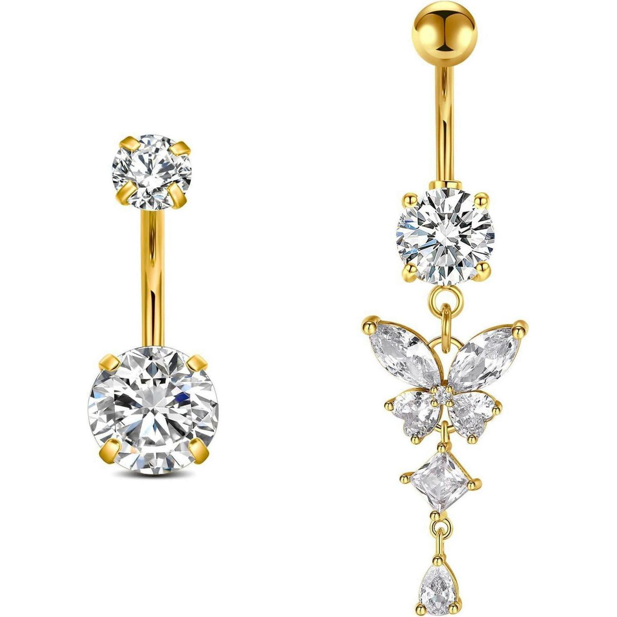 Bauchnabelpiercing Schmetterling Gold Chirurgenstahl 10mm