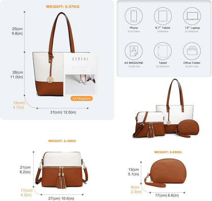 Miss Lulu Damen Handtasche 3 Stück Sets große Shopper Tote