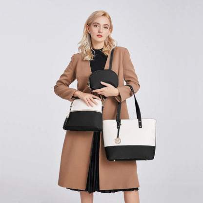Damen Handtasche 3 Stück Set große Shopper Tote Bag Umhängetasche mit