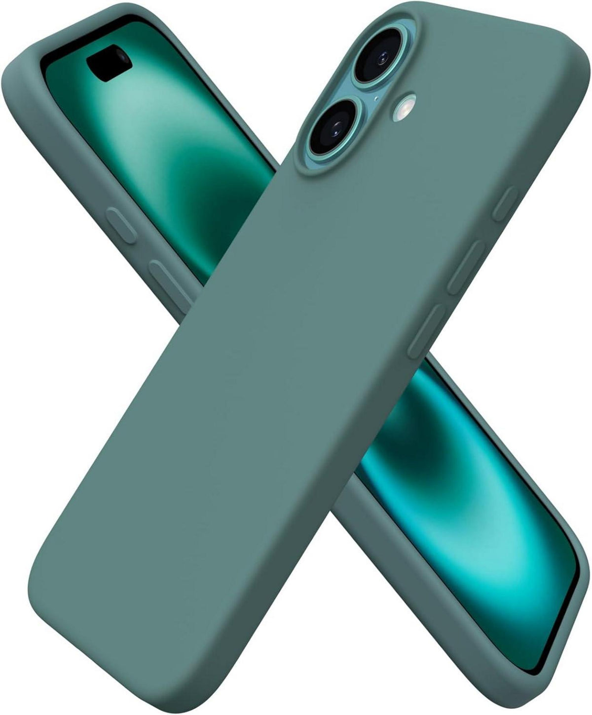 iPhone 16 Hülle Silikon dünne Handyhülle flüssiges Silikon Piniengrün