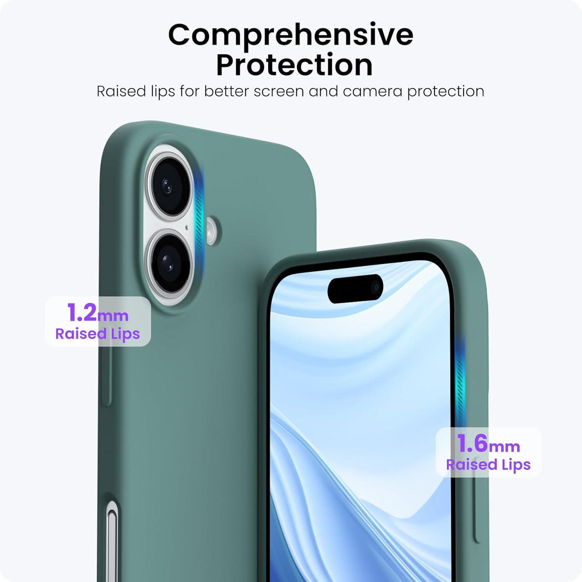 iPhone 16 Hülle Silikon 6,1 Zoll - Stoßfeste Schutzhülle Piniengrün