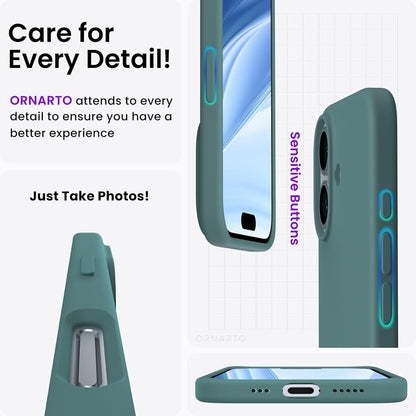 iPhone 16 Hülle Silikon 6,1 Zoll flüssig Kratzfest Stoßfest Piniengrün