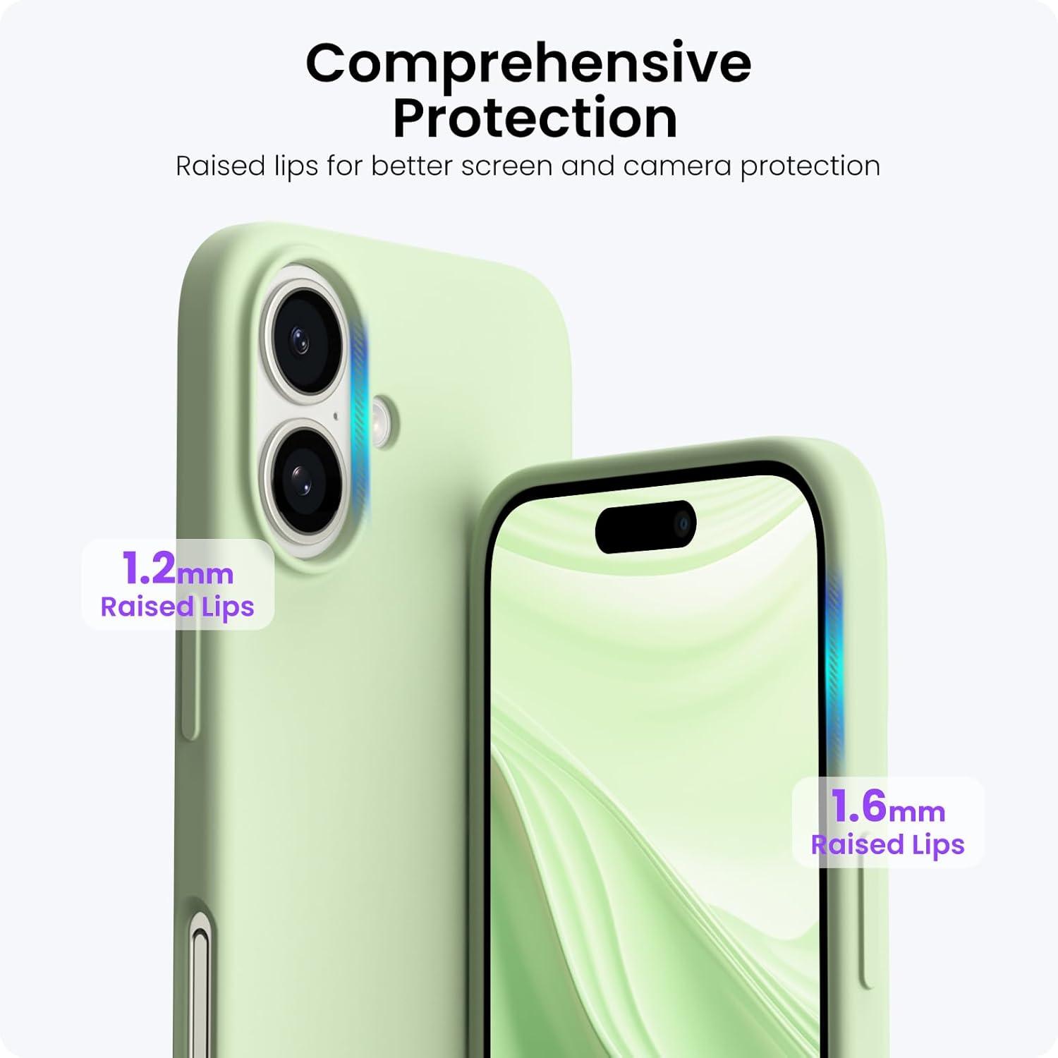 ORNARTO Silikon Hülle für iPhone 16 - Stoßfeste Schutzhülle 6,1 Zoll - Kratzfeste Handyhülle - Leicht zu reinigen - Grün