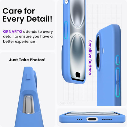 iPhone 16 Hülle Silikon 6,1 Zoll flüssiges Silikon Schutzhülle - Blau