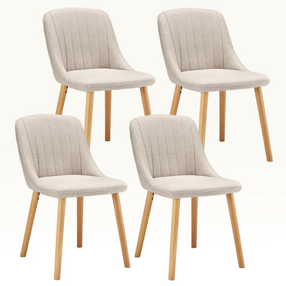 Esszimmerstühle Set Beige – 4er Pack Holzbeine & Polster
