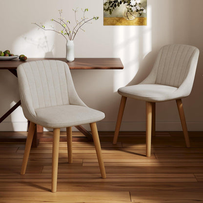 Esszimmerstühle Set Beige – 4er Pack Holzbeine & Polster