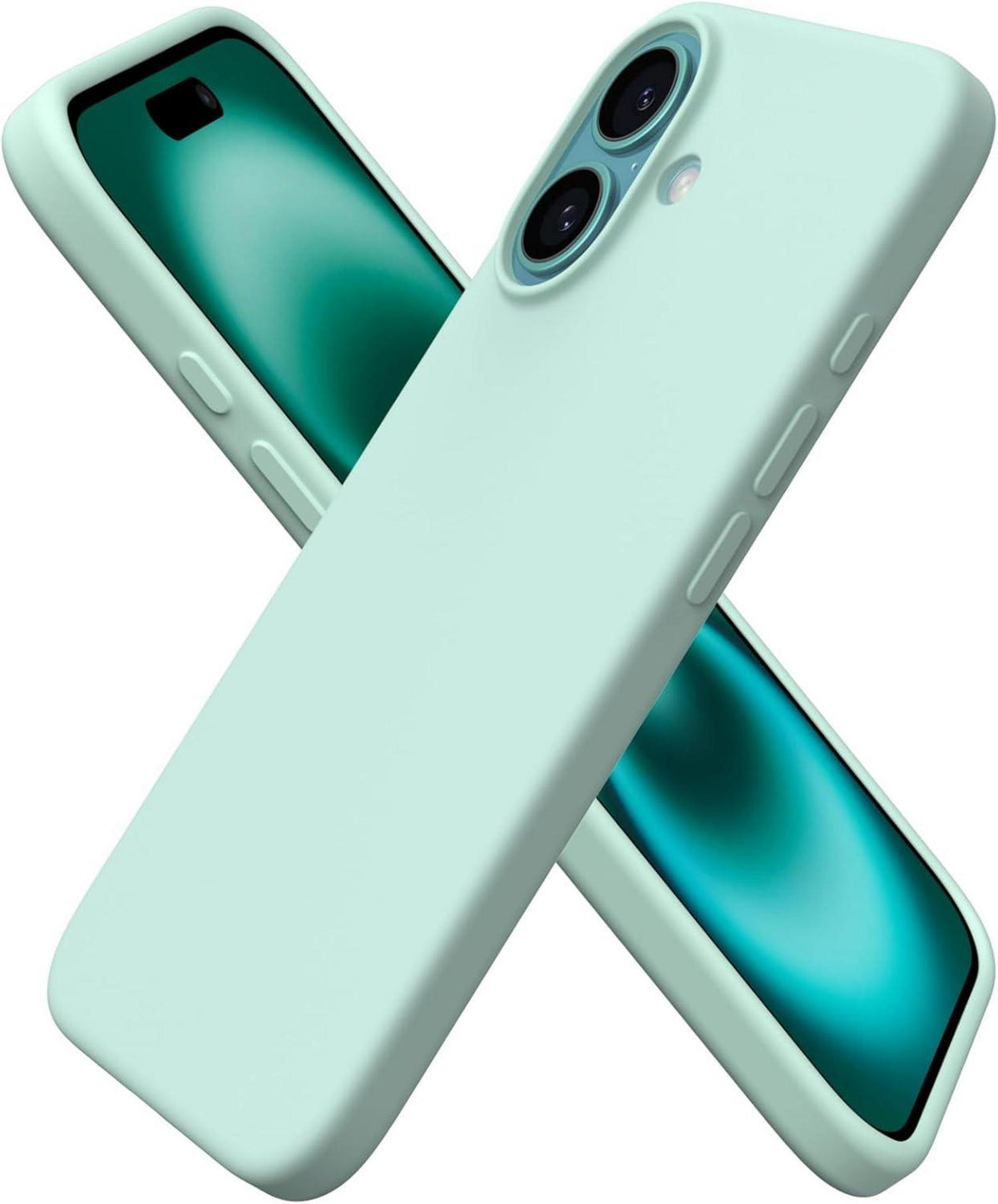 Schutzhülle für iPhone 16 aus flüssigem Silikon in Minzgrün