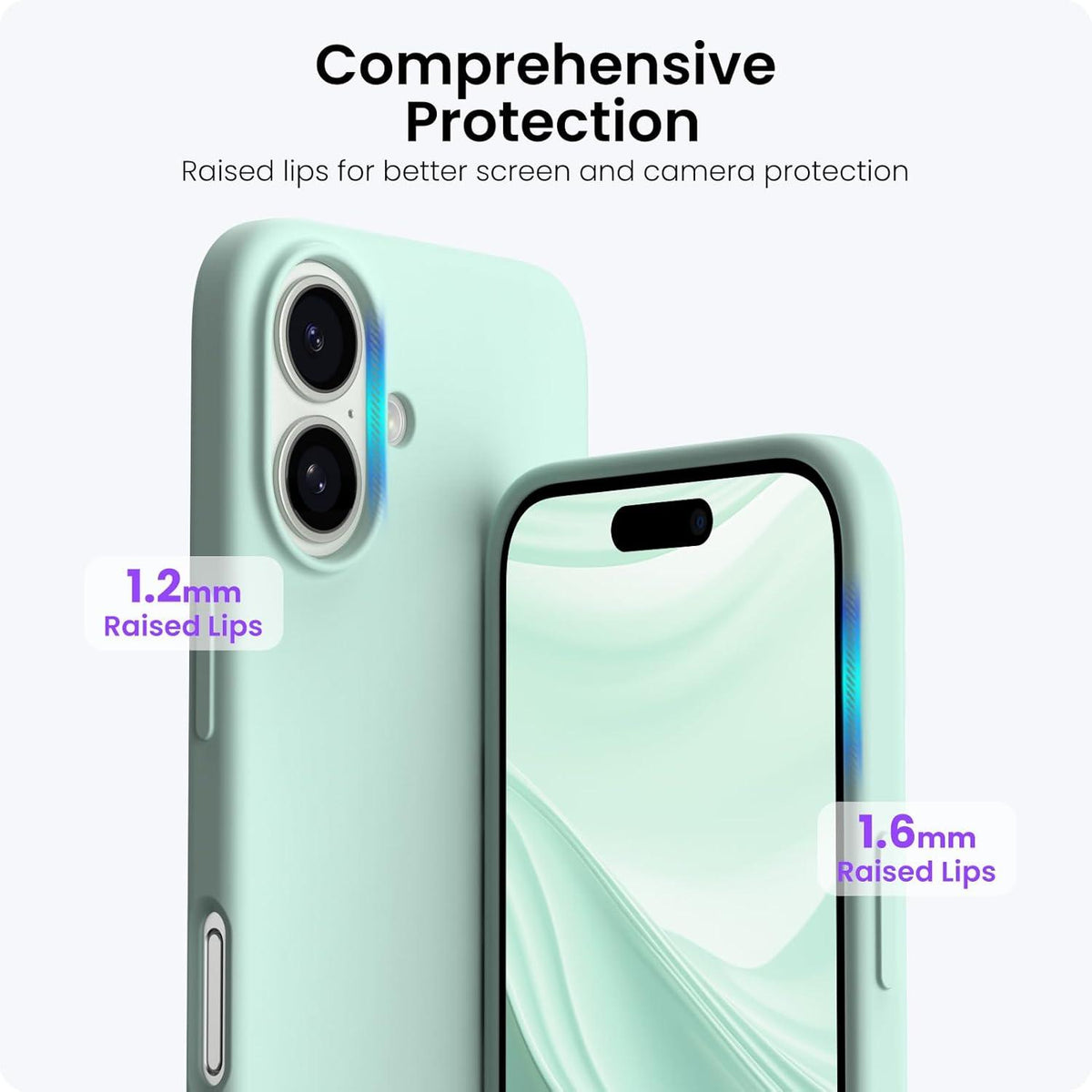 ORNARTO iPhone 16 Hülle Silikon 6,1 Zoll - Kratzfest & stoßfest - Minzgrün