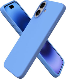 iPhone 16 Plus Hülle Silikon flüssig stoßfest Kratzfest Blau