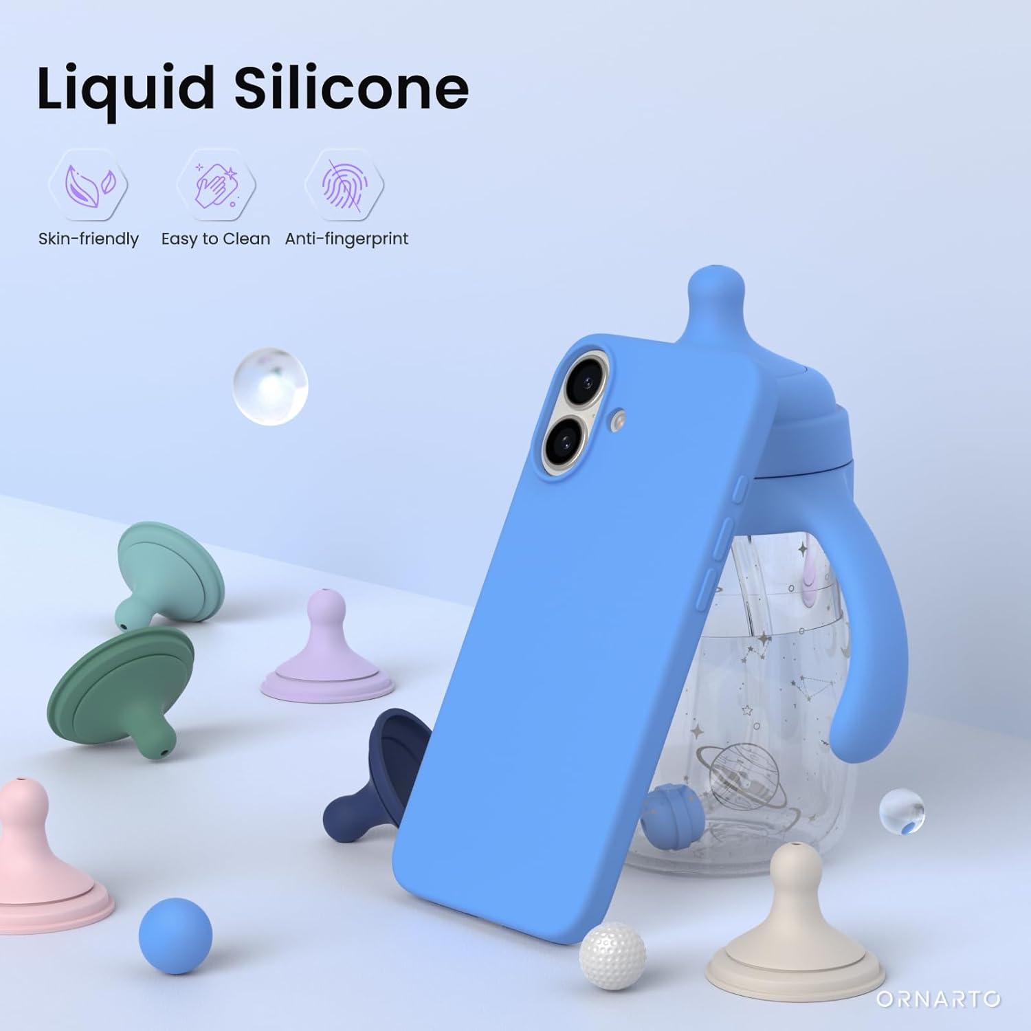 iPhone 16 Plus Hülle Silikon flüssig stoßfest Kratzfest Blau