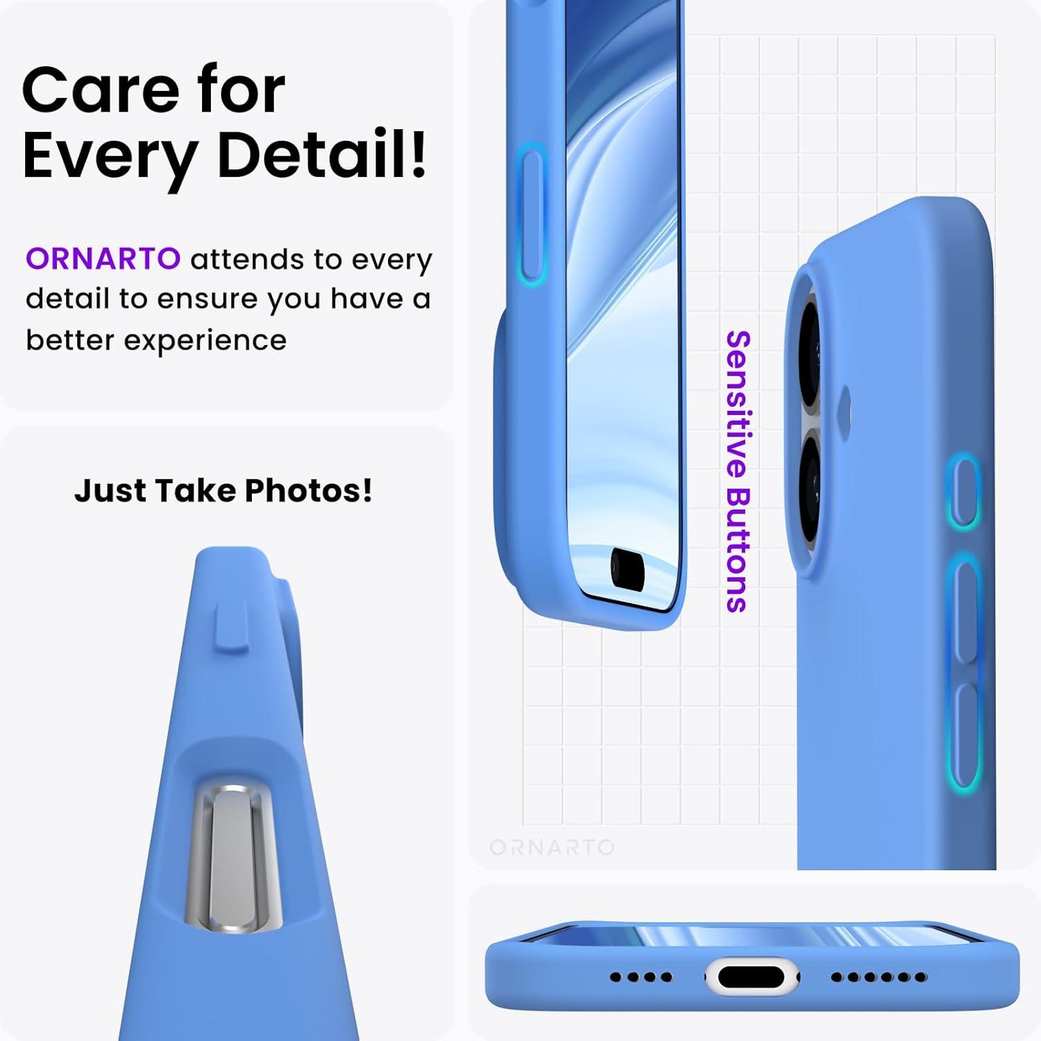 ORNARTO iPhone 16 Plus Hülle Silikon 6,7 Zoll Schutzhülle Himmel Blau