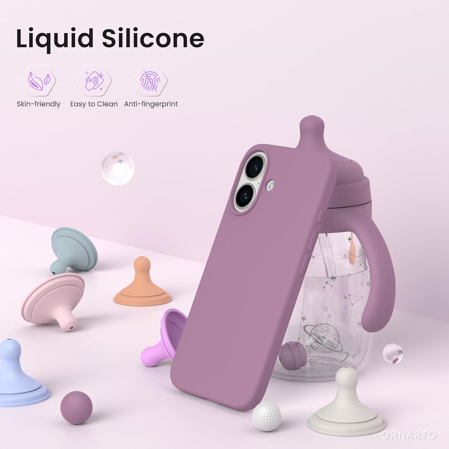 iPhone 16 Silikon Hülle flüssiges Silikon Lila Flieder