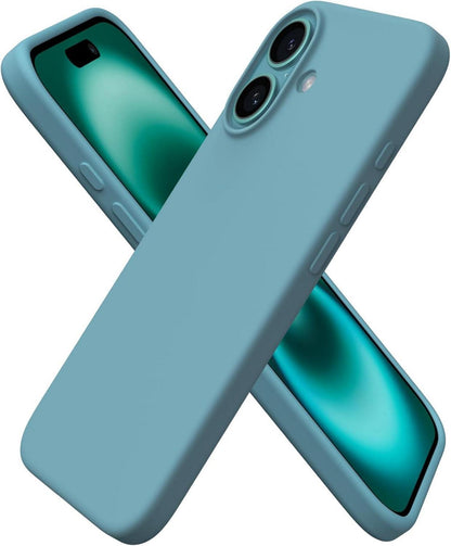 iPhone 16 Hülle Silikon dünne Schutzhülle flüssiges Silikon Blaugrün
