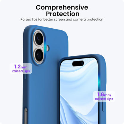 ORNARTO iPhone 16 Hülle Silikon 6,1 Zoll flüssiges Silikon stoßfest Blau
