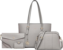 Handtasche Damen Henkeltasche Umhängetasche 4-teilig Set PU-Leder