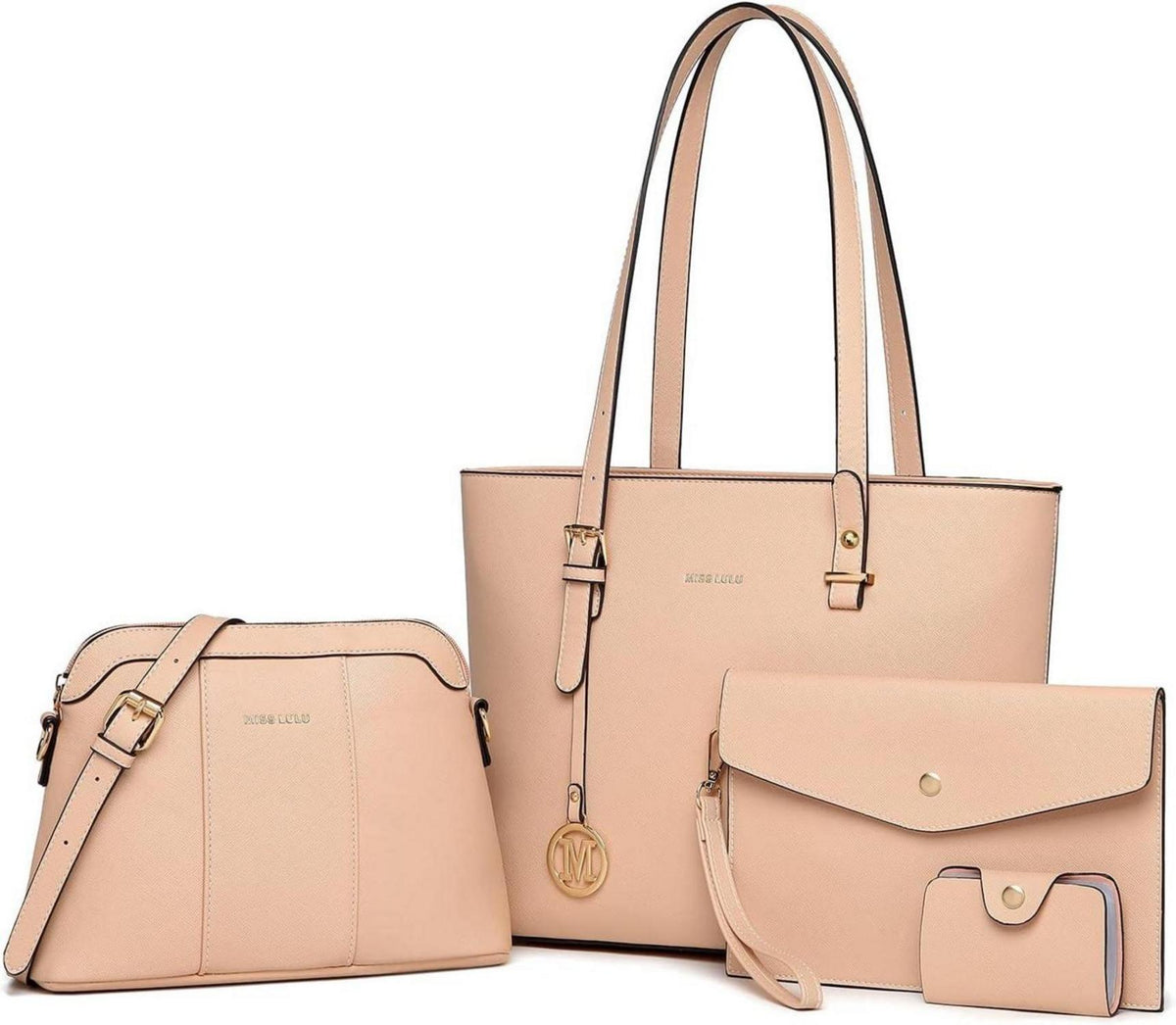 4-teiliges Damen Handtaschen-Set Umhängetasche Geldbörse Clutch