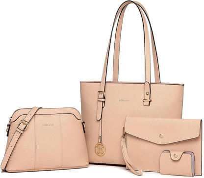 4-teiliges Damen Handtaschen-Set Umhängetasche Geldbörse Clutch
