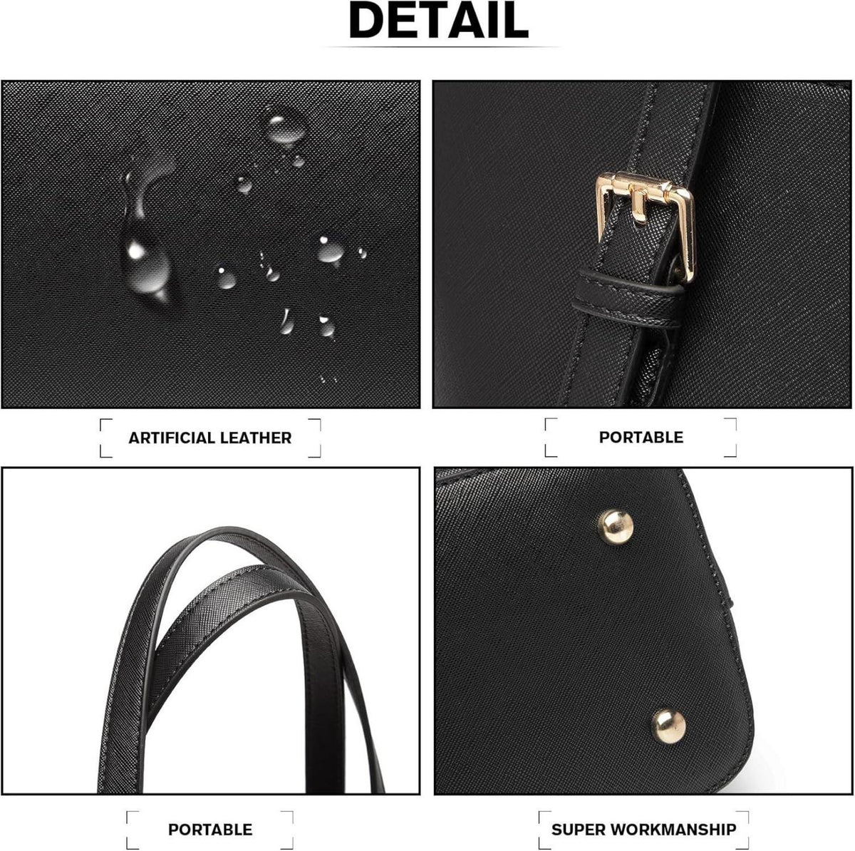 Miss Lulu Damen Handtasche 4tlg Set Henkeltaschen Umhängetasche