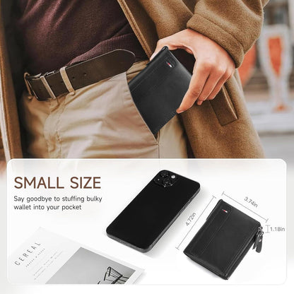 SENDEFN Herren Portemonnaie Leder RFID Vintage Bifold